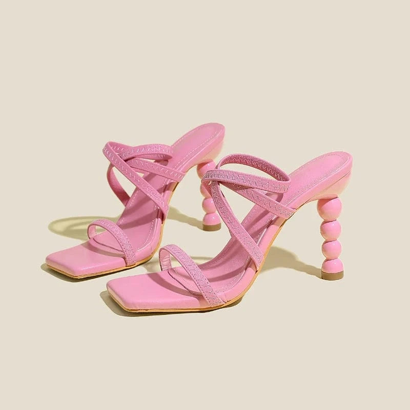 trendy stiletto high heels size 35-42 shaped heels elastic slip-on straps comfortable sandals for women