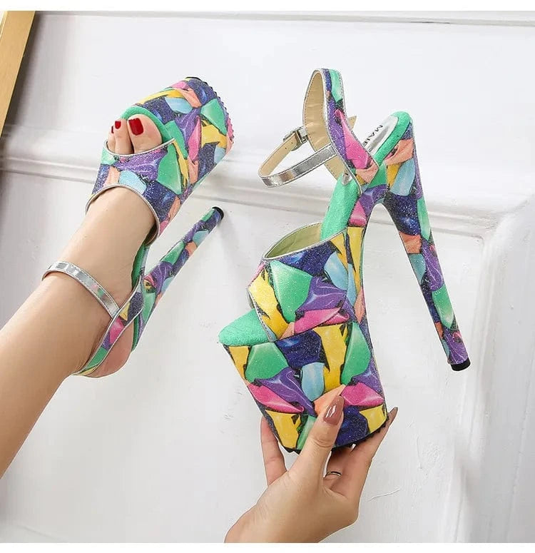 Trendy Summer Heels Sexy 20 CM Stilettos High Heels Ankle Straps Platform SandalsPole Dancing Shoes Women
