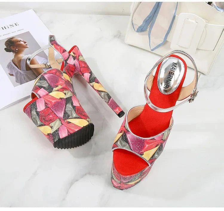 Trendy Summer Heels Sexy 20 CM Stilettos High Heels Ankle Straps Platform SandalsPole Dancing Shoes Women