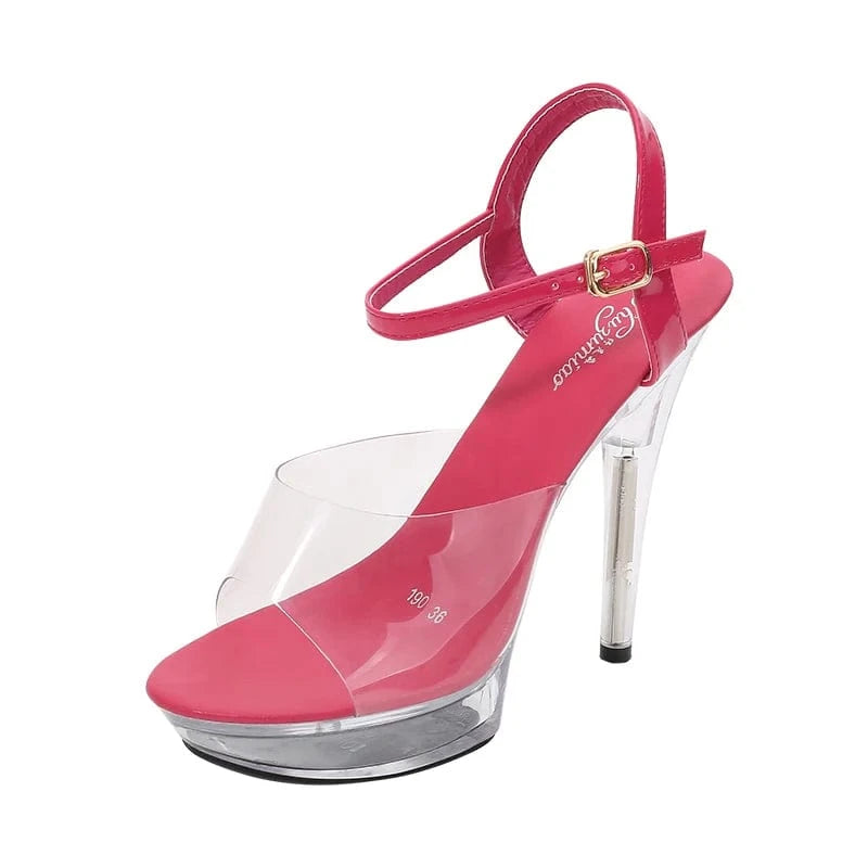 Trendy Summer Women Heel Shoes Transparent Platform High Heels High Quality Ankle Strap Sandals Ladies