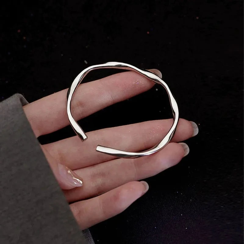 Trendy / SZ017 Mobius Bracelet Minimalist Style Circle Bracelet  Unique Silver Women's Bracelets High Grade Feeling Friend Open Bangle Bracelet