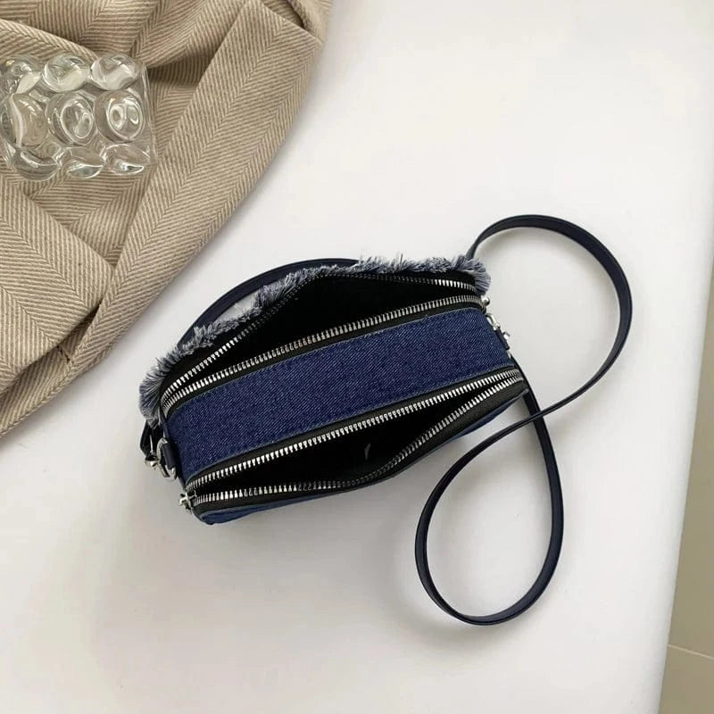Trendy Tassel Handbags for Women Luxury 2024 New Fashion Ladies Denim Purse Designer Crossbody Camera Bags