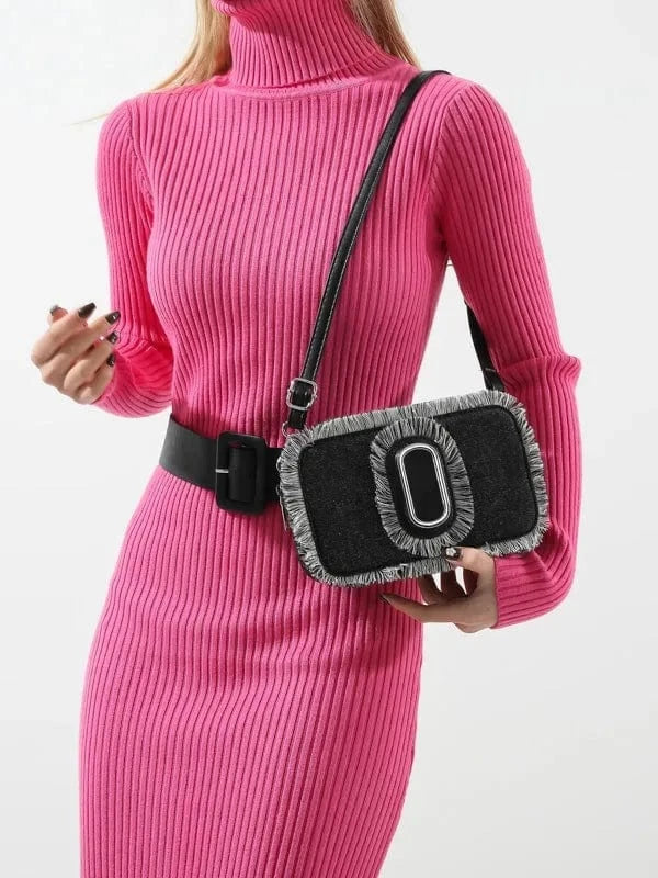 Trendy Tassel Handbags for Women Luxury 2024 New Fashion Ladies Denim Purse Designer Crossbody Camera Bags