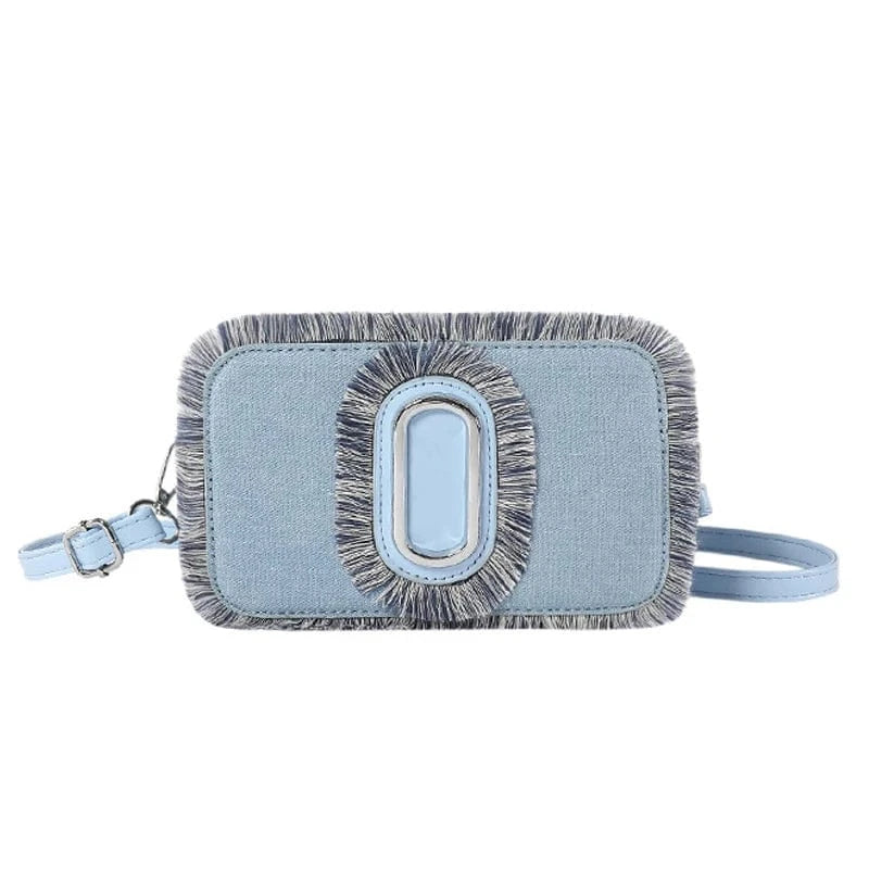 Trendy Tassel Handbags for Women Luxury 2024 New Fashion Ladies Denim Purse Designer Crossbody Camera Bags