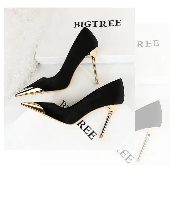 Trendy Velvet High Heel Shoes for Ladies Pointed Stilettos Pumps Wedding Wear Women Dress Shoes Luxury