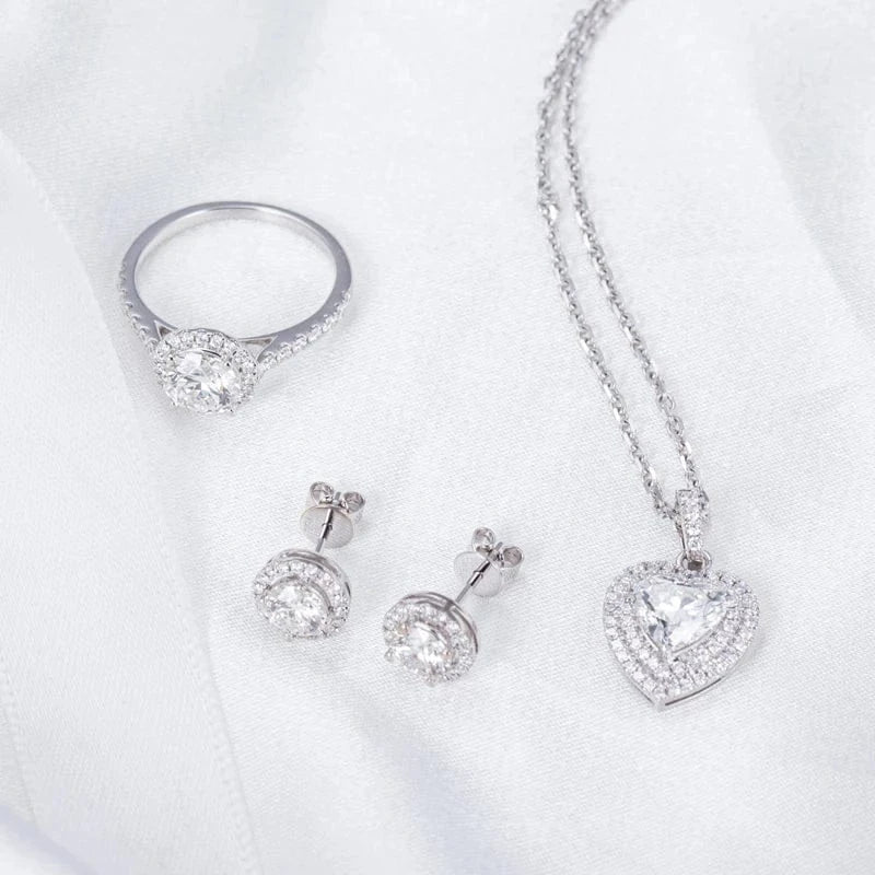 trendy / White Messi Gems Fashion Jewelry  Lady Heart Shape 18K Gold Lab Grown Diamond Pendant Necklace