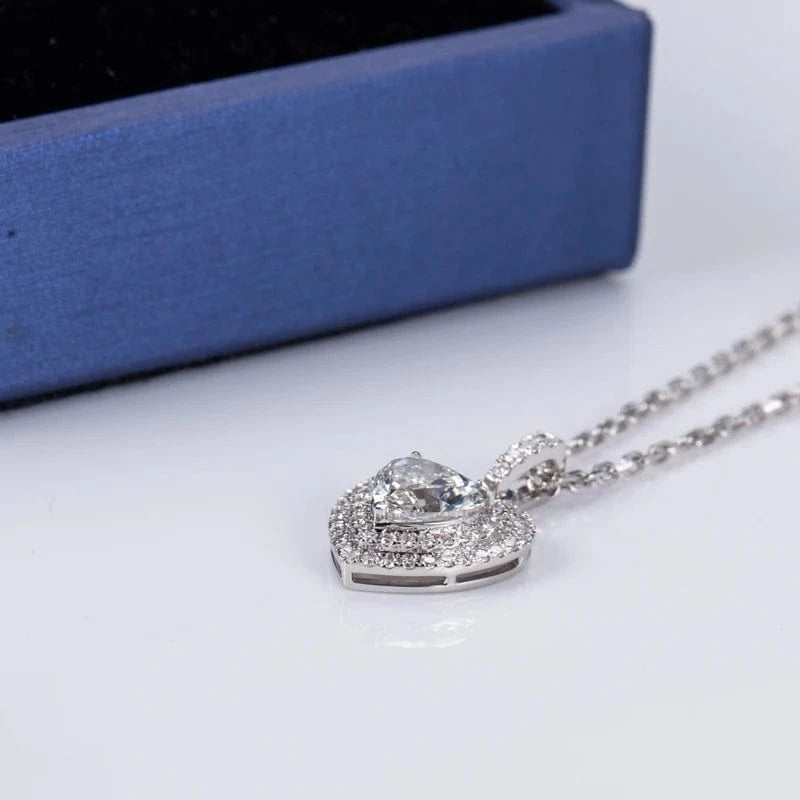 trendy / White Messi Gems Fashion Jewelry  Lady Heart Shape 18K Gold Lab Grown Diamond Pendant Necklace