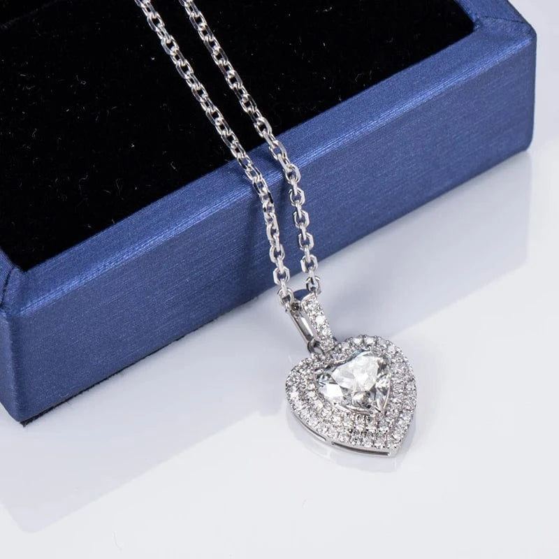 trendy / White Messi Gems Fashion Jewelry  Lady Heart Shape 18K Gold Lab Grown Diamond Pendant Necklace