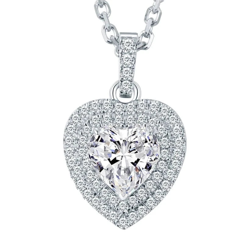 trendy / White Messi Gems Fashion Jewelry  Lady Heart Shape 18K Gold Lab Grown Diamond Pendant Necklace