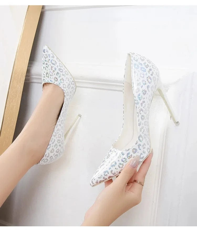 Trendy Women's Pointed Heel Shoes 11 CM High Pumps with PU/PVC Insole Sexy Stilettos for Spring/Summer Big Size Ladies