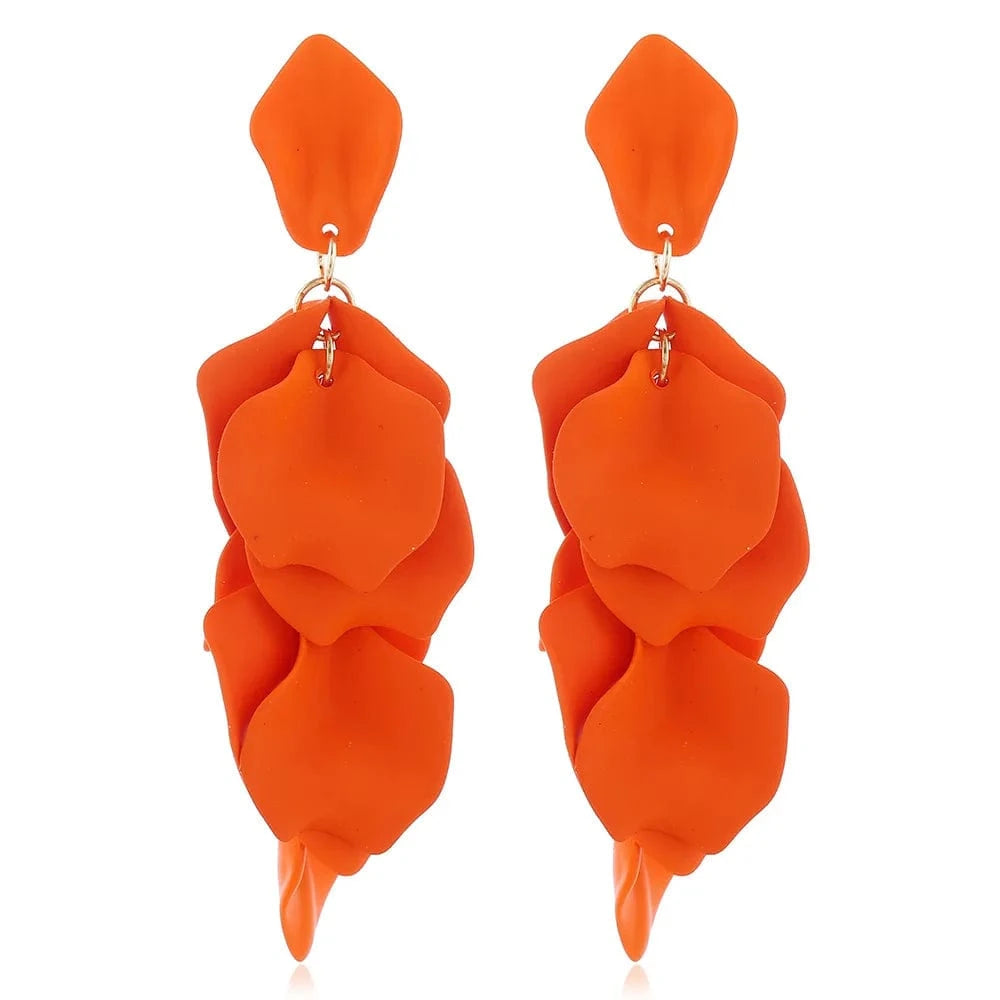 TRENDY / ZZED019B Fashion Exaggeration Creative Long Rose Petal Pendant Earrings Ladies Everything Creative Long Jewelry Earrings