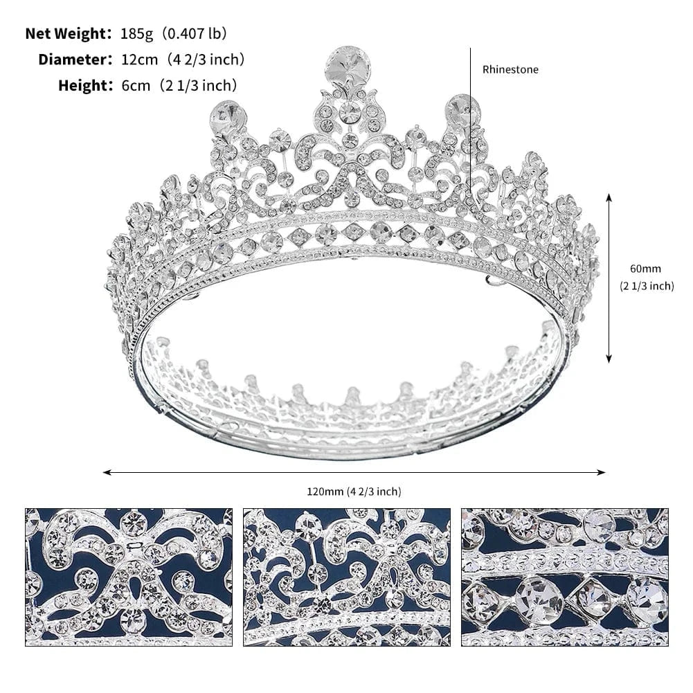 TS-J3080S Baroque Round Gold Luxury Pageant Rhinestone Crystal Tiaras Crown for Bridal Queens Corona hair jewelry