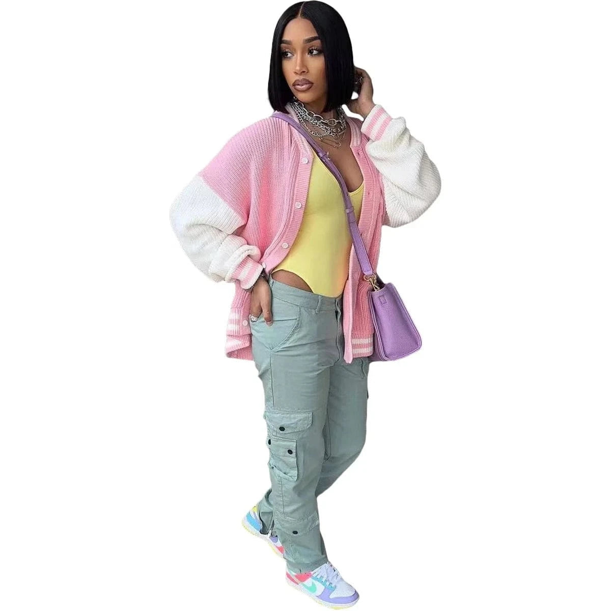 TS1276 New arrivals fall 2024 clothes fashion pockets women's jackets casual sweater winter jacket knitted baseball jackets