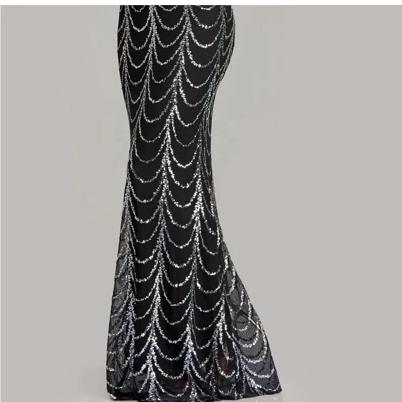 TW00028 New Design Spring Summer Slim Banquet Mermaid Dress Elegant Long Sleeve O-neck Sequin Dresses Women Party Evening Dress