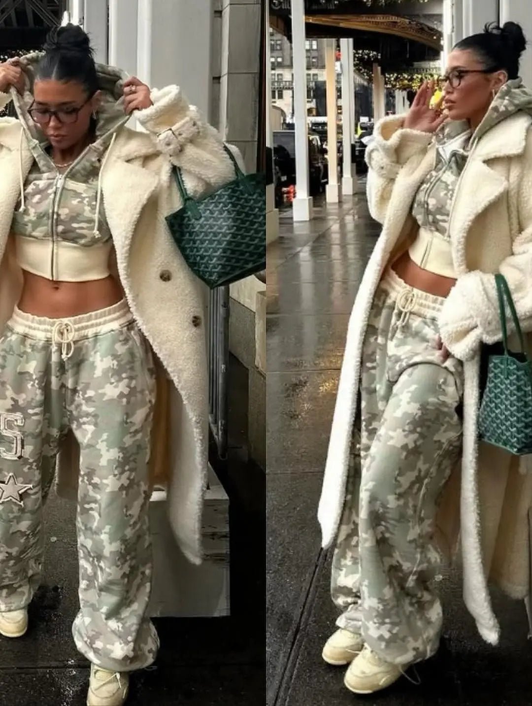 Two - Piece Camouflage Set With Zipper Hooded Sweatshirt Hip - Hop Style - SN Wigs & More
