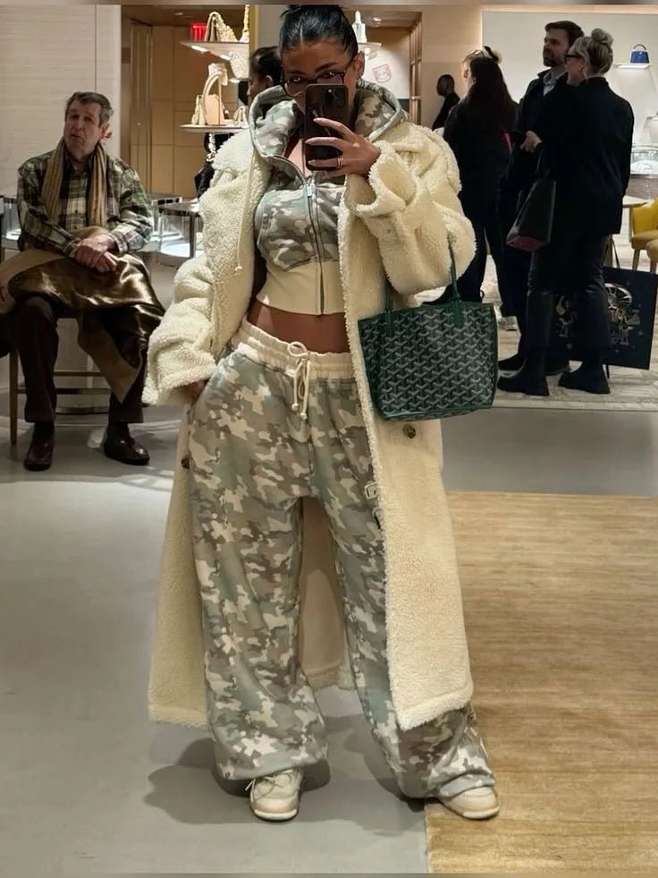 Two - Piece Camouflage Set With Zipper Hooded Sweatshirt Hip - Hop Style - SN Wigs & More