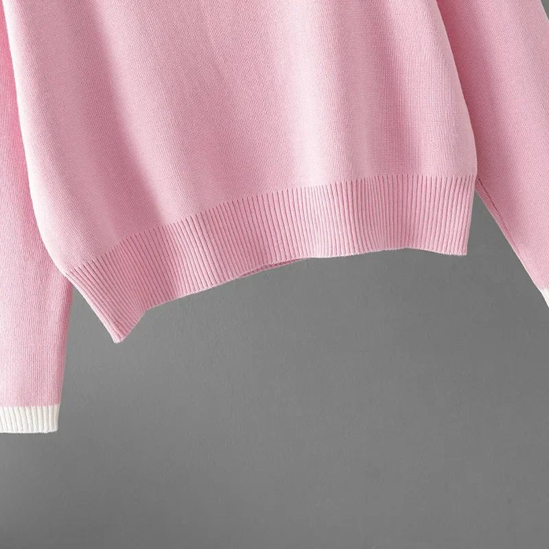 Two - Piece Knit Set + Embroidered O - Neck Knit Top With High - Waist Skirt + Casual Everyday Style - SN Wigs & More