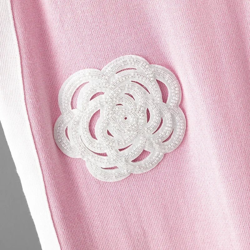 Two - Piece Knit Set + Embroidered O - Neck Knit Top With High - Waist Skirt + Casual Everyday Style - SN Wigs & More