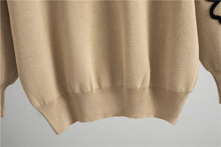 Two - Piece Knit Set O - Neck Long - Sleeve Top And High - Waist Straight Pants Elegant Style - SN Wigs & More
