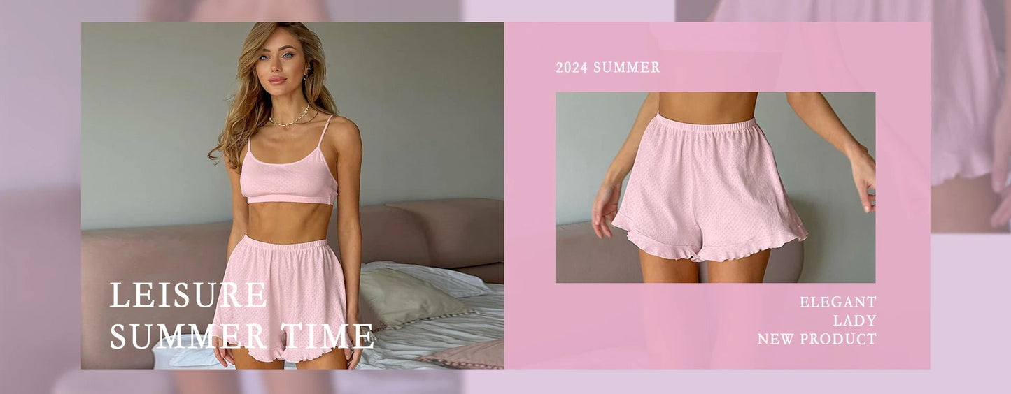 Two - Piece Nightwear Set - Turn - Down Collar And 100% Cotton Long - Sleeve Top - Cozy Casual Homewear - SN Wigs & More