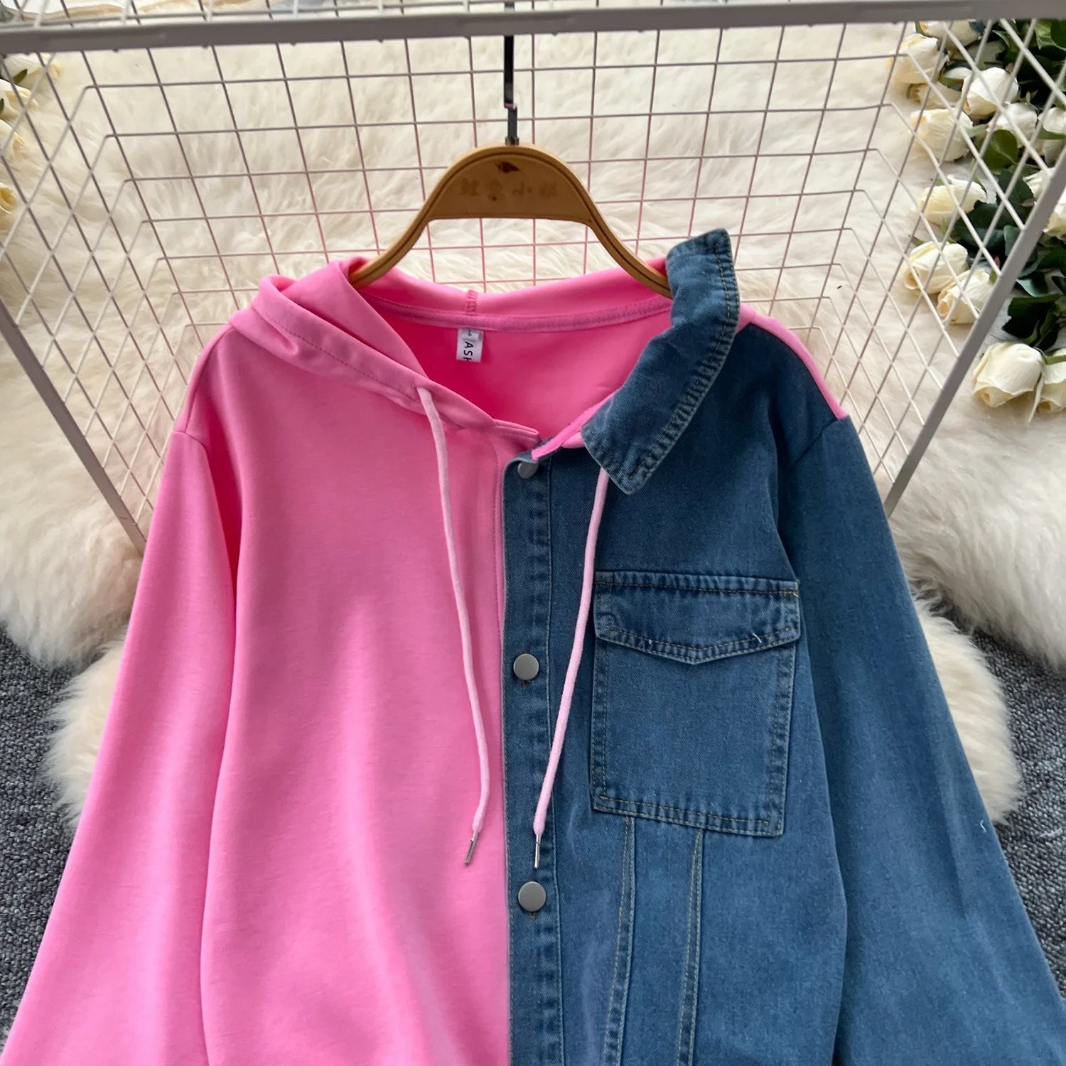 Two Piece Pant Set Hooded Casual Loose Fit Top And Wide Leg Denim Pants For Everyday Style - SN Wigs & More