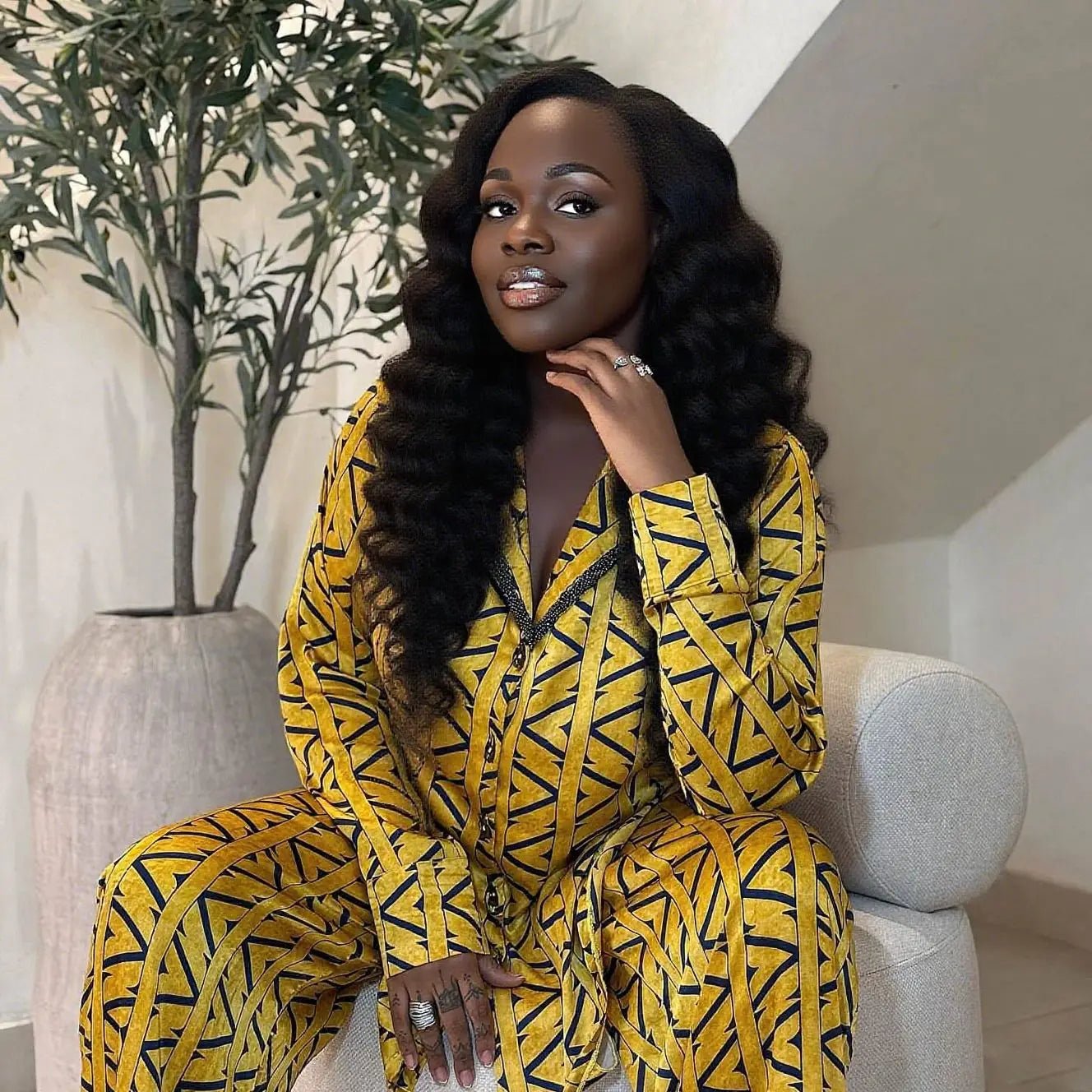 Two Piece Pant Set Printed Top Loose Fit Summer Style - SN Wigs & More
