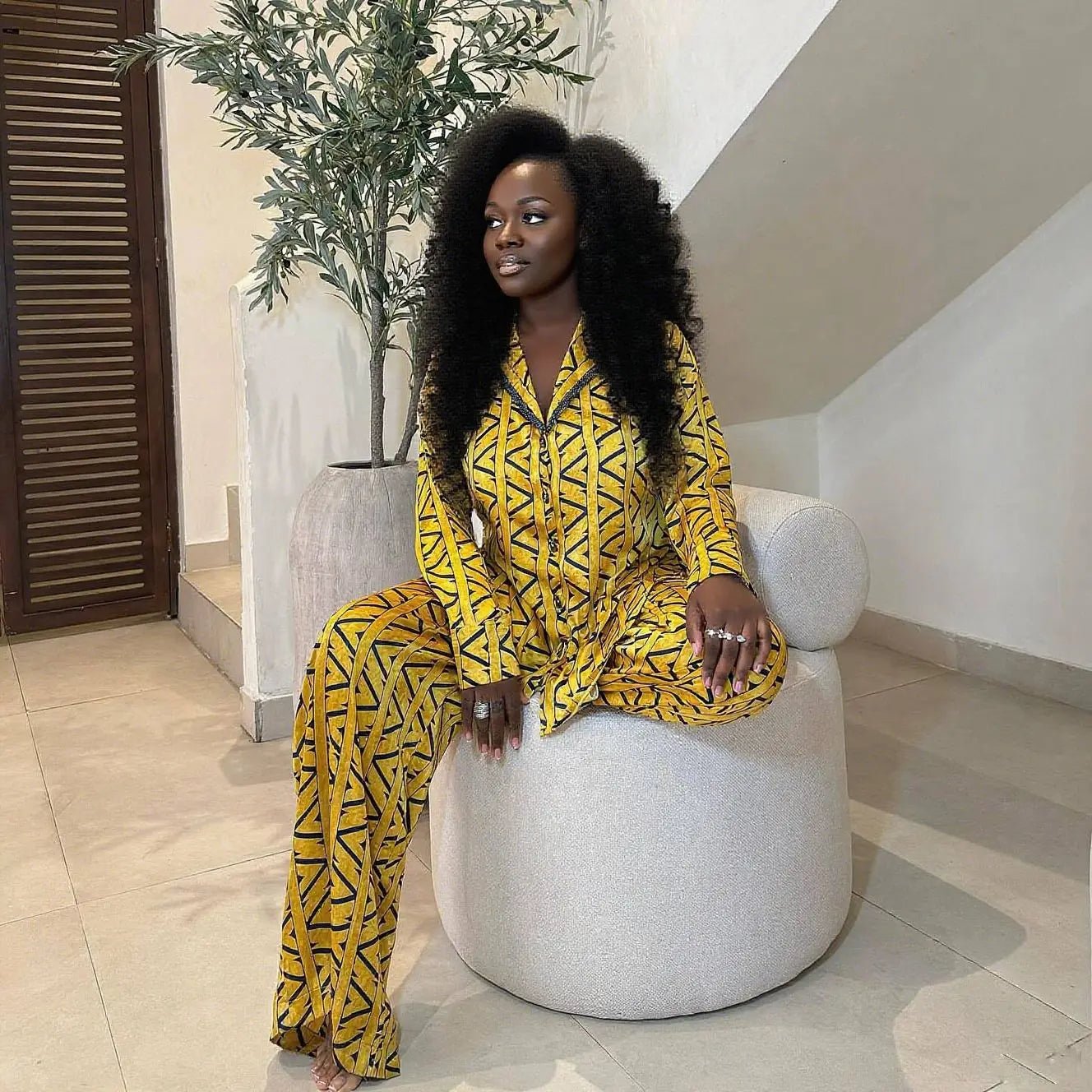 Two Piece Pant Set Printed Top Loose Fit Summer Style - SN Wigs & More