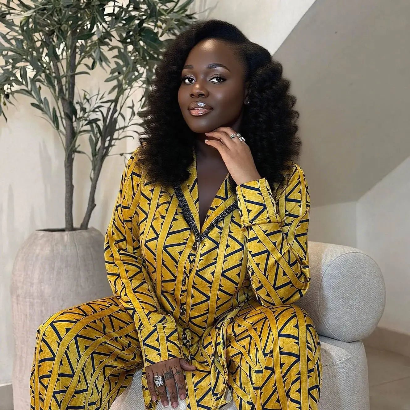 Two Piece Pant Set Printed Top Loose Fit Summer Style - SN Wigs & More