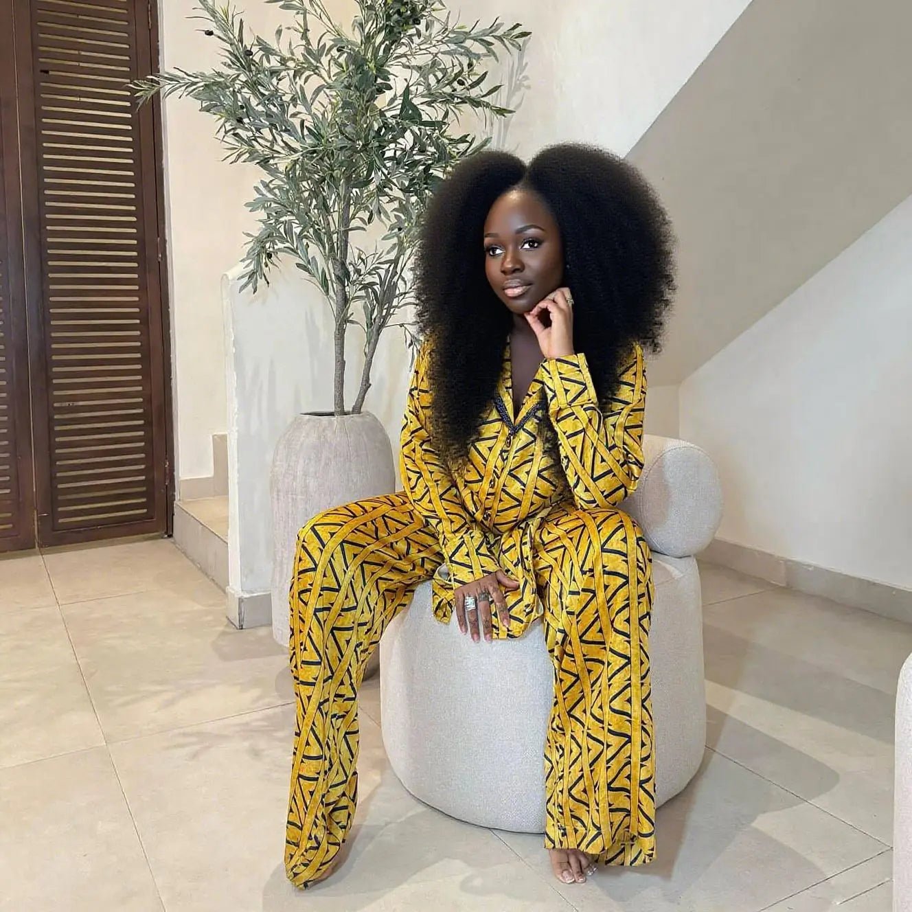 Two Piece Pant Set Printed Top Loose Fit Summer Style - SN Wigs & More