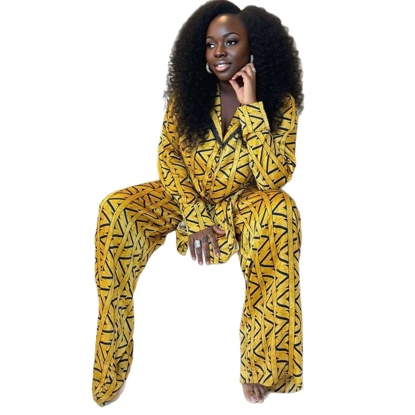 Two Piece Pant Set Printed Top Loose Fit Summer Style - SN Wigs & More
