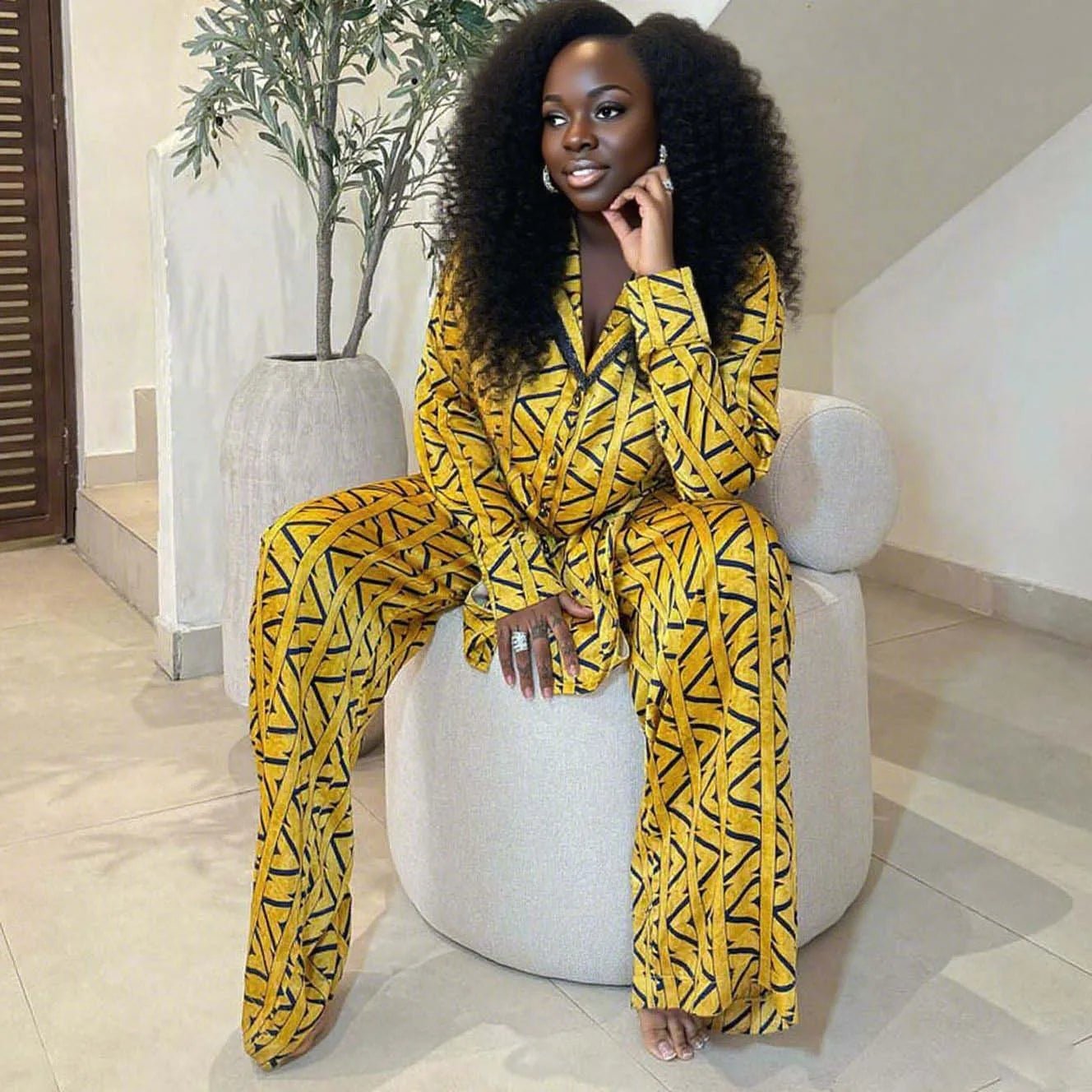 Two Piece Pant Set Printed Top Loose Fit Summer Style - SN Wigs & More