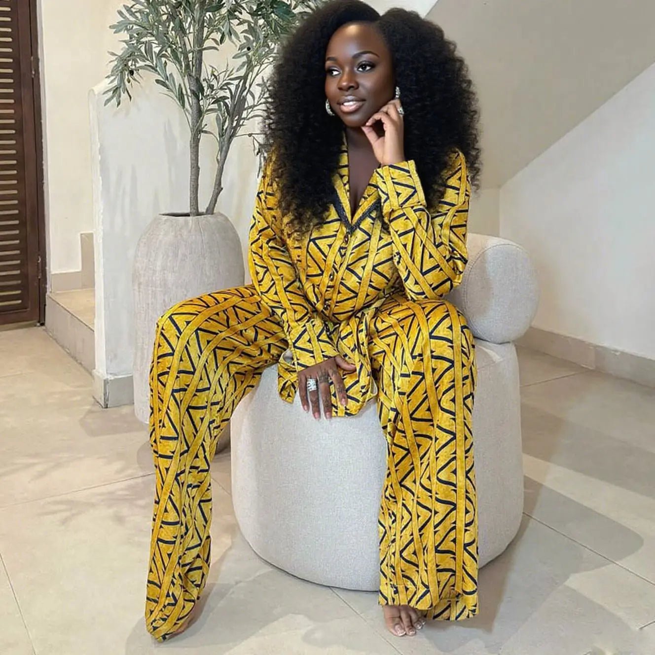 Two Piece Pant Set Printed Top Loose Fit Summer Style - SN Wigs & More