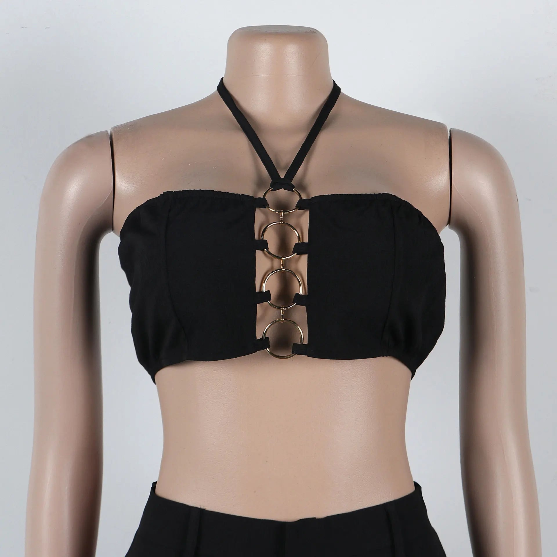 Two Piece Pant Set Strapless Bustier Top High Waist Wide Leg Y2K Streetwear Collection - SN Wigs & More