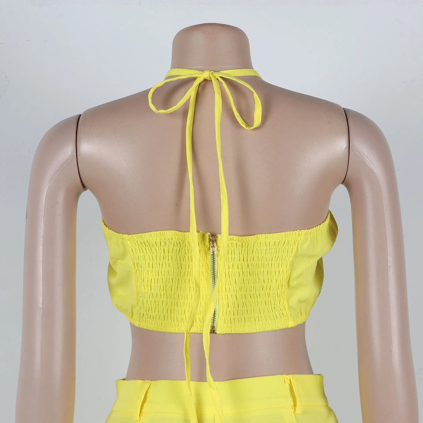 Two Piece Pant Set Strapless Bustier Top High Waist Wide Leg Y2K Streetwear Collection - SN Wigs & More