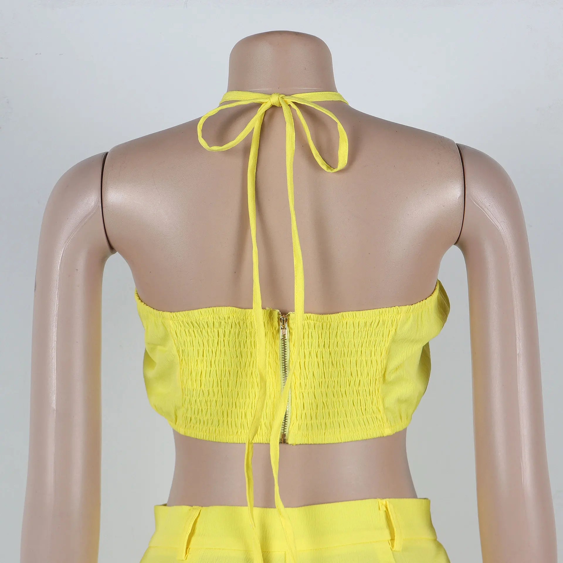 Two Piece Pant Set Strapless Bustier Top High Waist Wide Leg Y2K Streetwear Collection - SN Wigs & More