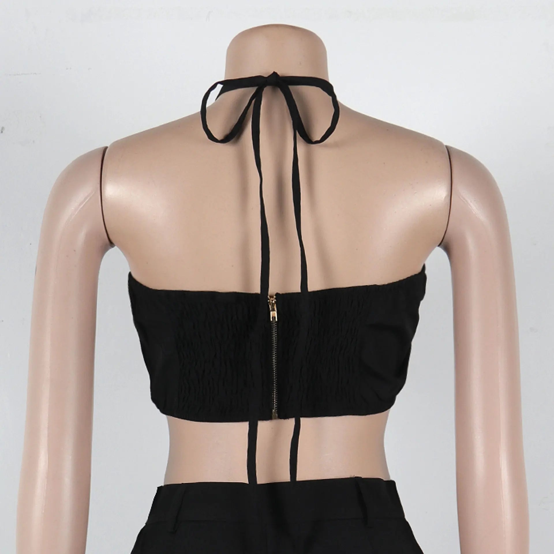 Two Piece Pant Set Strapless Bustier Top High Waist Wide Leg Y2K Streetwear Collection - SN Wigs & More