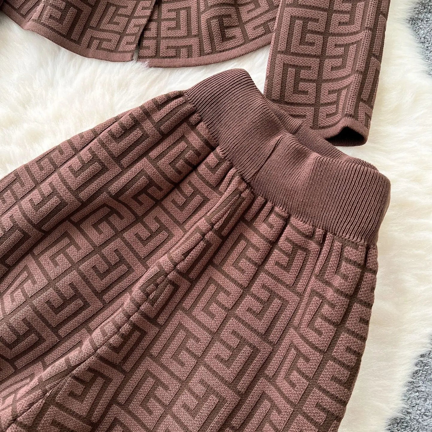 Two Piece Pant Set Turn Down Collar With High Elastic Waist Y2K Streetwear Elegant - SN Wigs & More