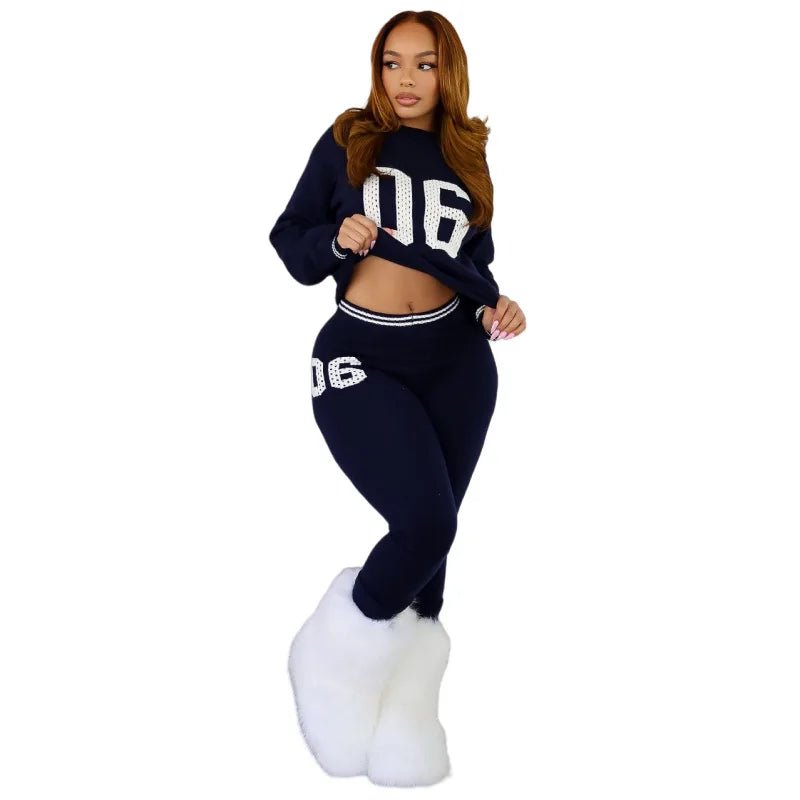 Two Piece Pullover Tracksuit Set With Letter Print Sweatshirt Slim Fit Casual - SN Wigs & More