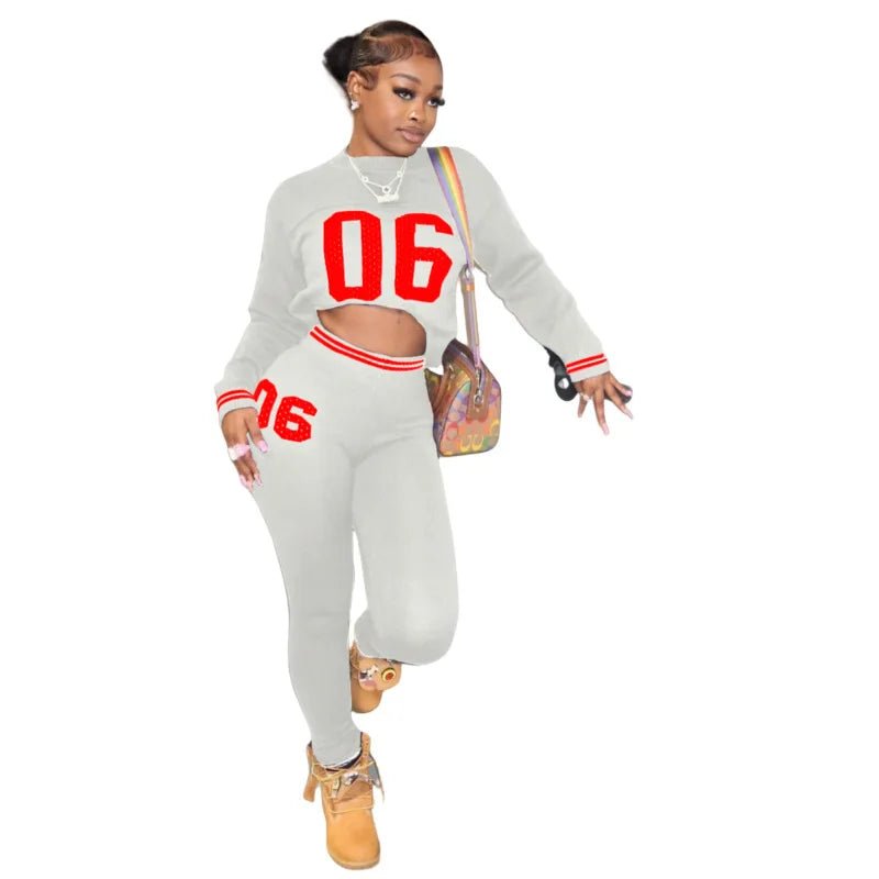 Two Piece Pullover Tracksuit Set With Letter Print Sweatshirt Slim Fit Casual - SN Wigs & More