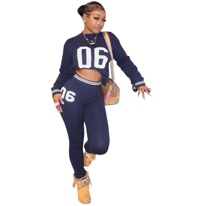 Two Piece Pullover Tracksuit Set With Letter Print Sweatshirt Slim Fit Casual - SN Wigs & More