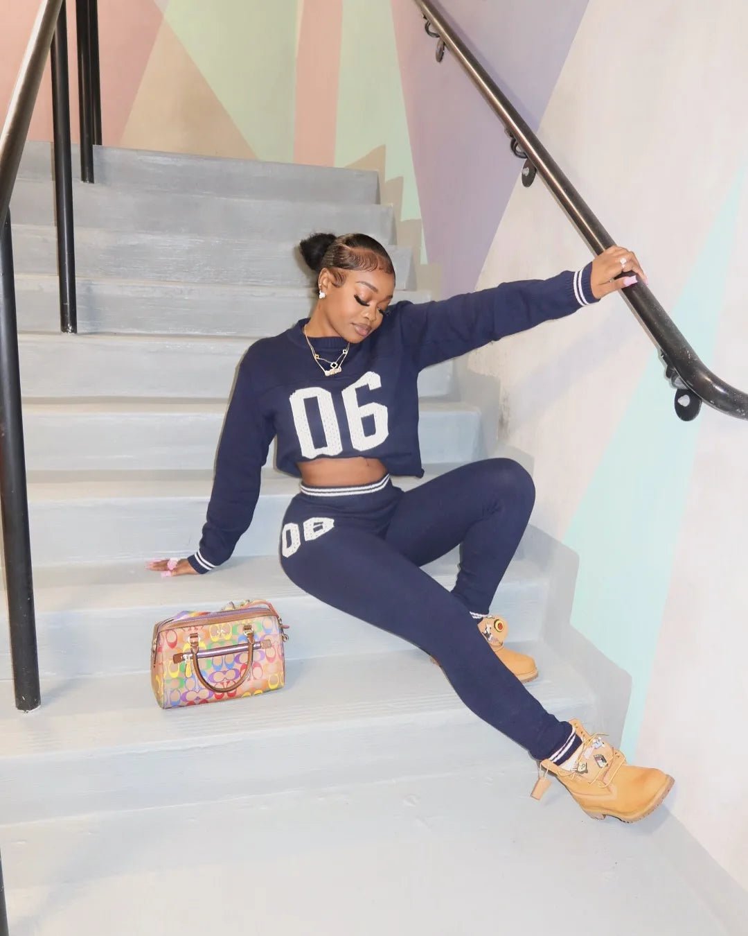 Two Piece Pullover Tracksuit Set With Letter Print Sweatshirt Slim Fit Casual - SN Wigs & More
