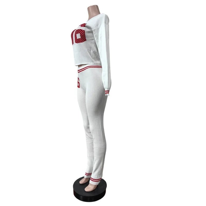 Two Piece Pullover Tracksuit Set With Letter Print Sweatshirt Slim Fit Casual - SN Wigs & More