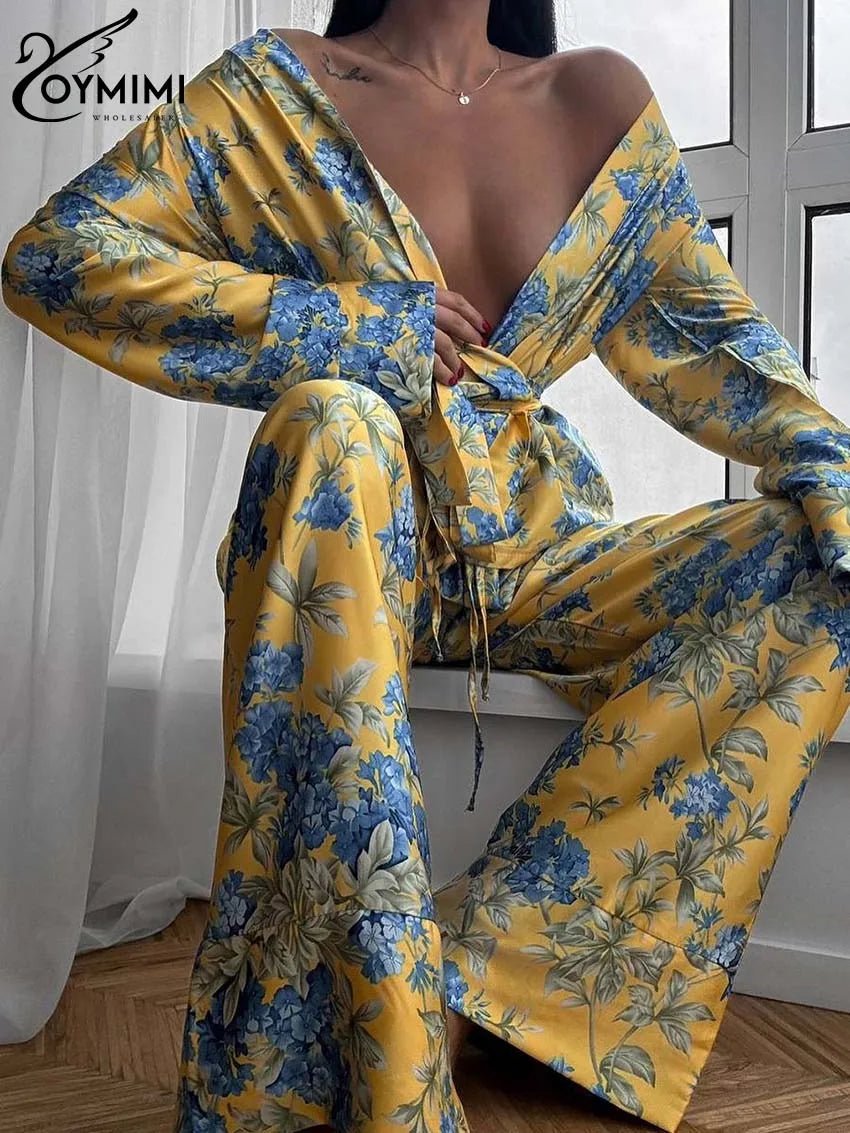 Two - Piece Satin Set With Lace - Up Top And Drawstring Pants - Casual - SN Wigs & More