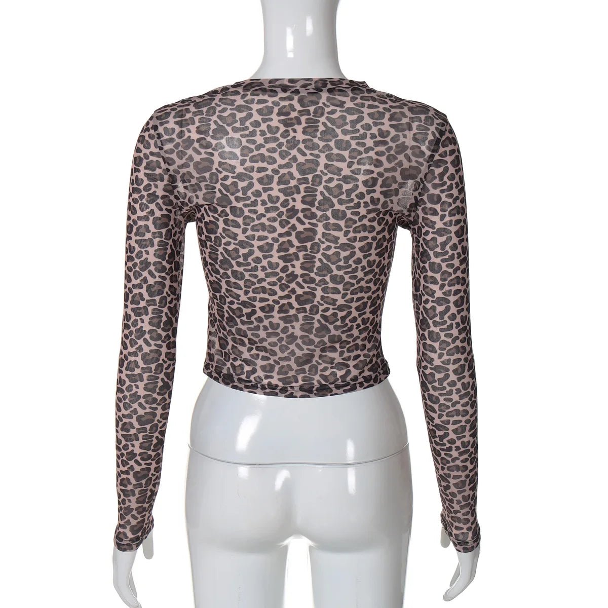 Two - Piece Set Leopard Print Sheer Mesh Top And Sequin Shorts Y2K Style - SN Wigs & More