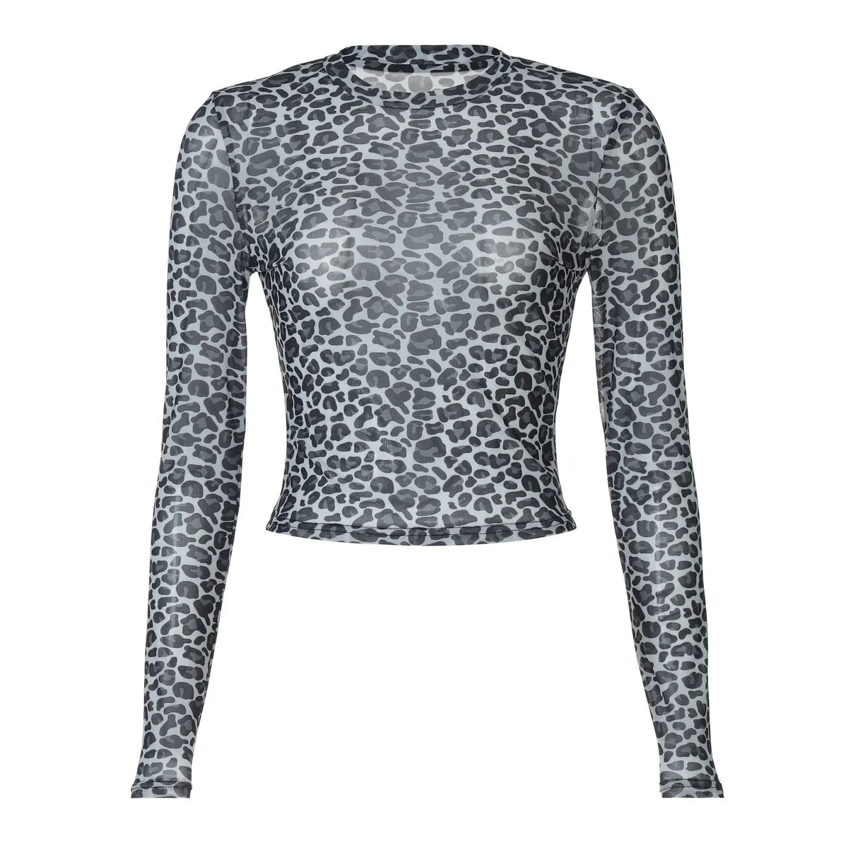 Two - Piece Set Leopard Print Sheer Mesh Top And Sequin Shorts Y2K Style - SN Wigs & More