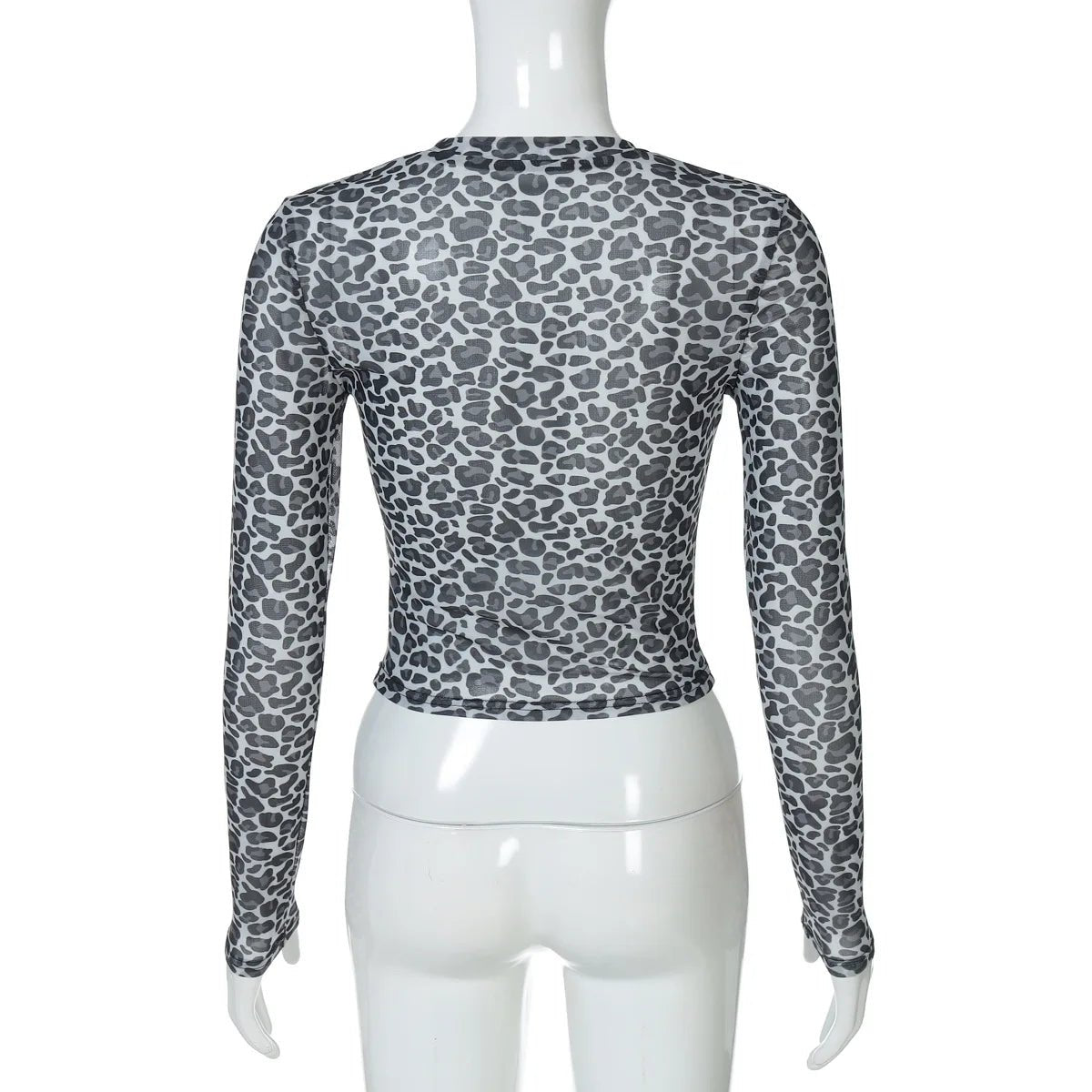 Two - Piece Set Leopard Print Sheer Mesh Top And Sequin Shorts Y2K Style - SN Wigs & More