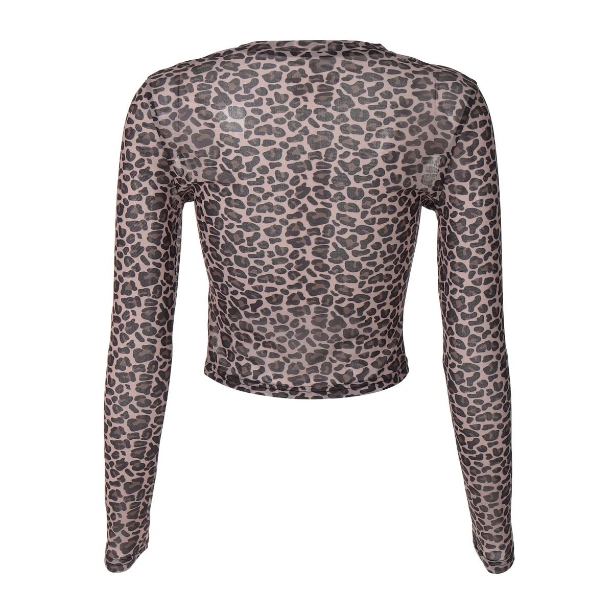 Two - Piece Set Leopard Print Sheer Mesh Top And Sequin Shorts Y2K Style - SN Wigs & More