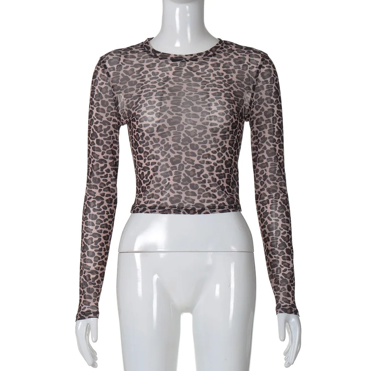 Two - Piece Set Leopard Print Sheer Mesh Top And Sequin Shorts Y2K Style - SN Wigs & More