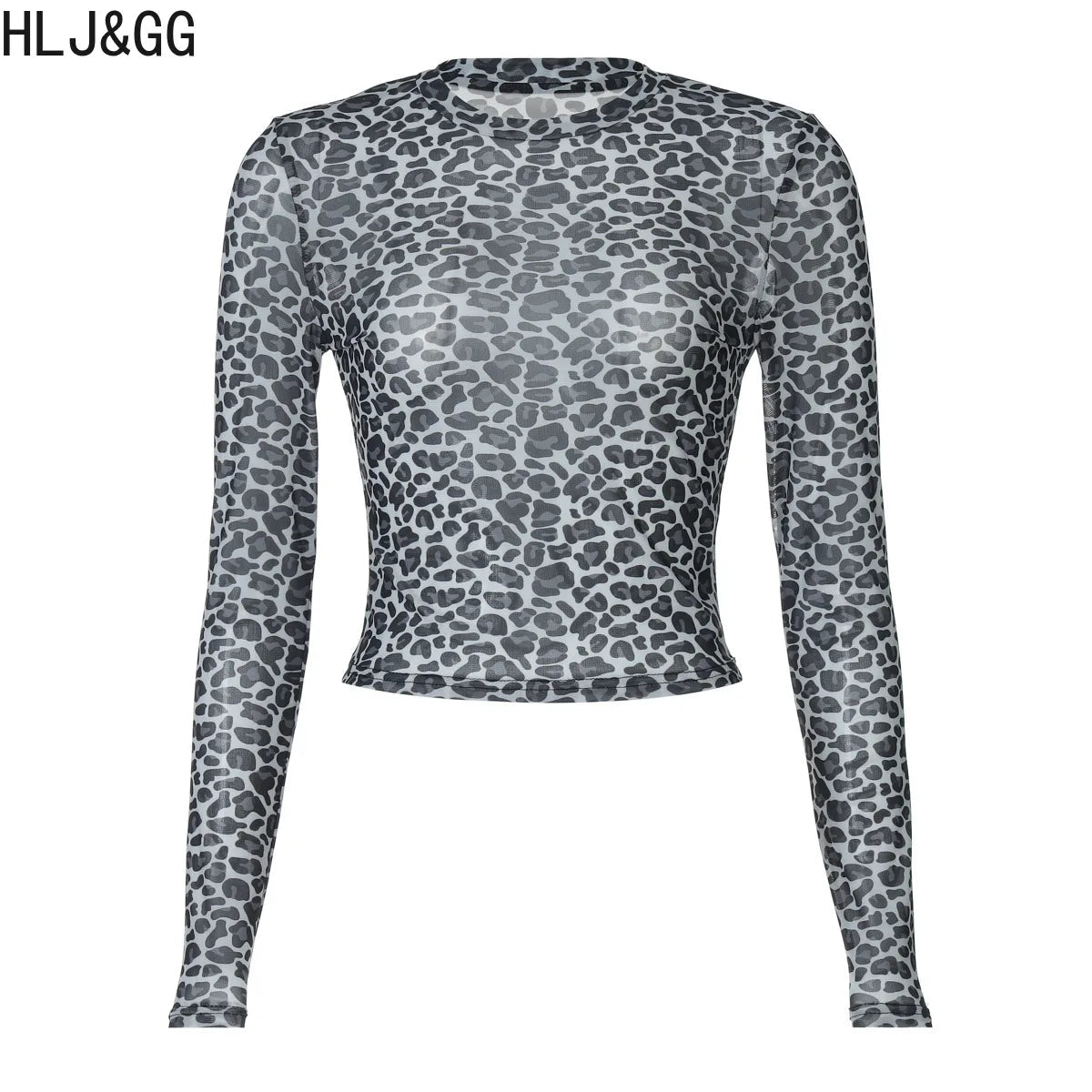 Two - Piece Set Leopard Print Sheer Mesh Top And Sequin Shorts Y2K Style - SN Wigs & More