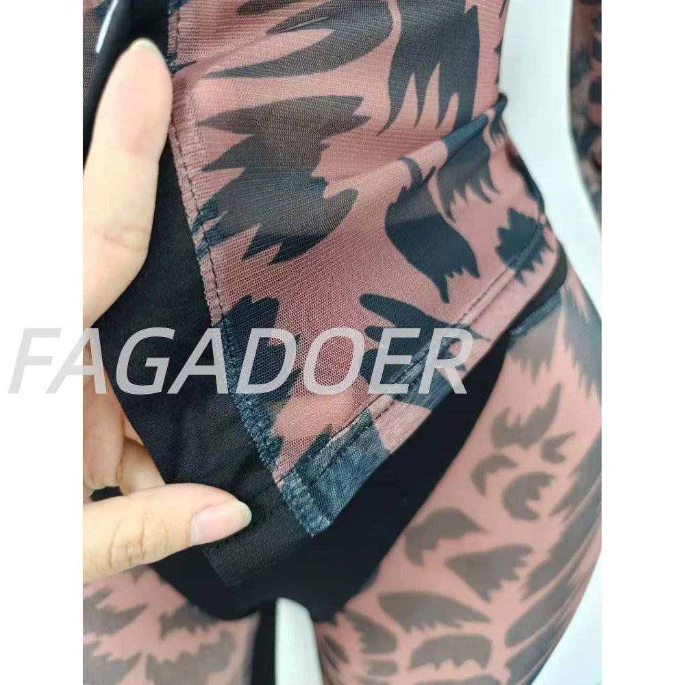 Two Piece Set Mesh See - Through Crop Top And Pants Streetwear - SN Wigs & More